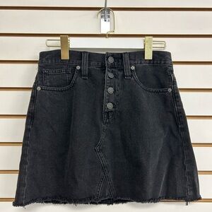 Madewell‎ A-line Denim Skirt Button Fly Raw Hem Size 26 Black
